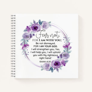 Isaiah 41:10 Fear not Purple Floral Scripture Notebook