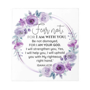 Isaiah 41:10 Fear not Purple Floral Scripture Notepad