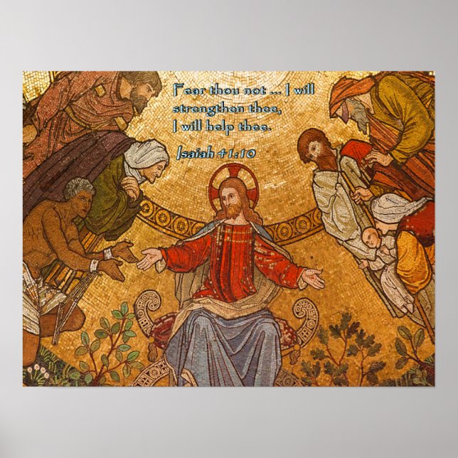 Isaiah 41:10 Jesus Mosaic Poster (Front)