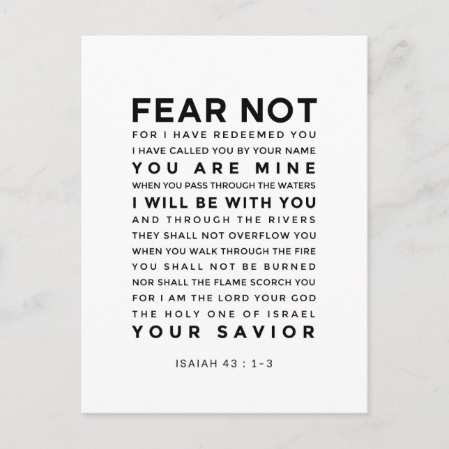 Isaiah 43:1-3 Fear Not Postcard (Front)