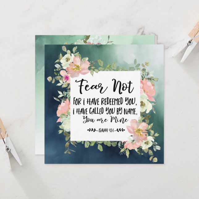 Isaiah 43:1 Fear Not Bible Verse Christian Card (Front/Back In Situ)