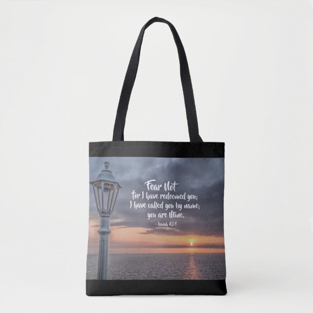 Isaiah 43:1 Fear not for I have redeemed you Bible Tote Bag (Front)