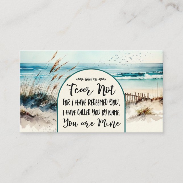 Isaiah 43:1 Fear not for I have redeemed you Ocean Business Card (Front)