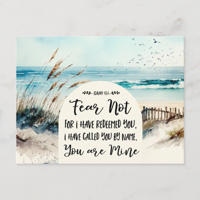 Isaiah 43:1 Fear not for I have redeemed you Ocean Postcard (Front)