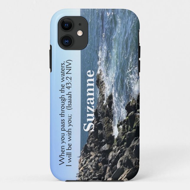 Isaiah 43:2 I Will Be With You Photo of Ocean Case-Mate iPhone Case (Back)