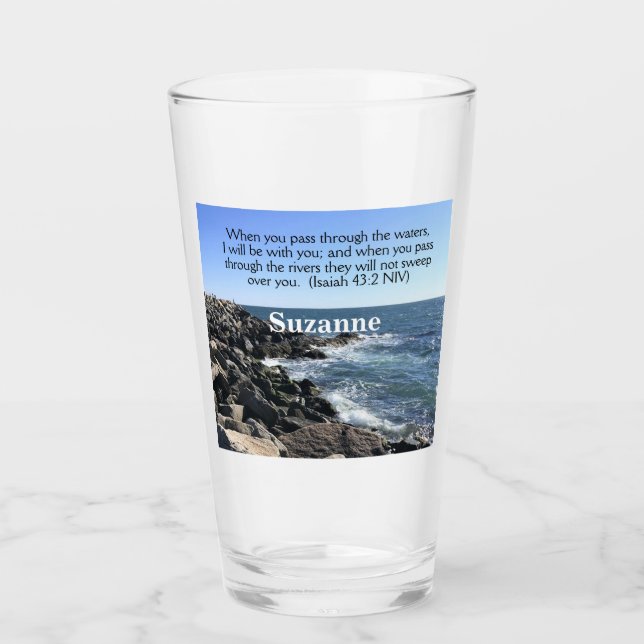 Isaiah 43:2 I Will Be With You Photo of Ocean Glass (Front)