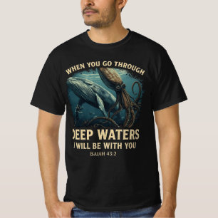 Isaiah 43:2 Whale Deep Waters Christian T-Shirt