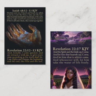 Isaiah 48:12-13, and Revelation 22:12-13, 17 KJV Business Card