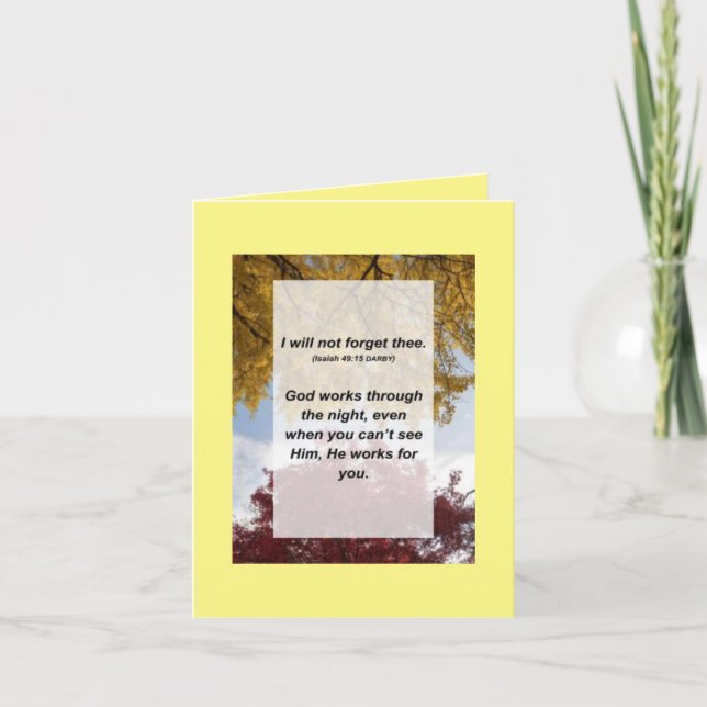 Isaiah 49:15 I will not forget thee Card (Front)