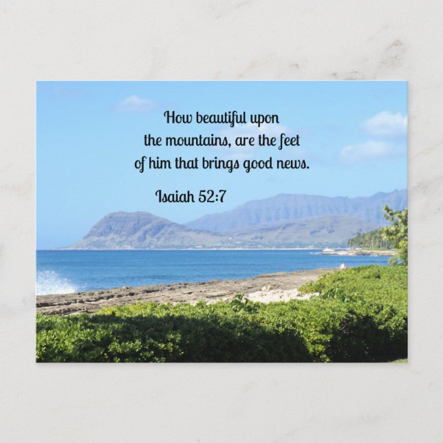 Isaiah 52:7 How beautiful on the mountains are the Postcard (Front)