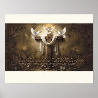 Isaiah 53:5 Cross Poster | By His Stripes