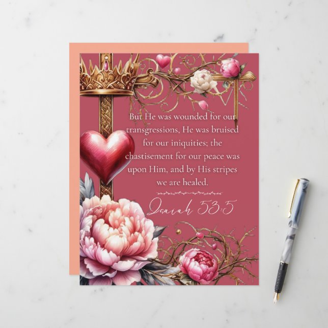 Isaiah 53:5 Healing Scripture Card | Watercolor (Front/Back In Situ)