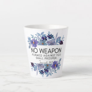 Isaiah 54:17 No Weapon Christian Floral Latte Mug