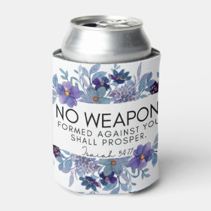 Isaiah 54:17 No Weapon Christian Purple Floral Can Cooler