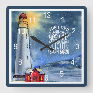 Isaiah 60:20 The Lord Will Be Your Light  Square Wall Clock