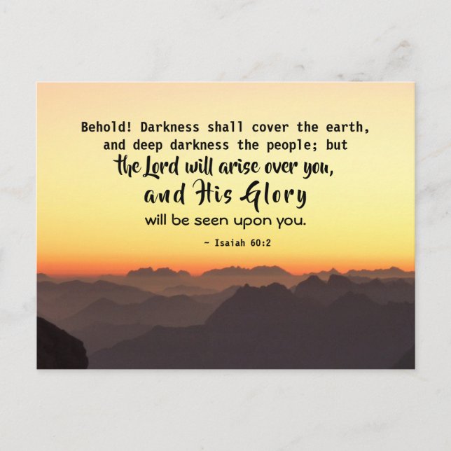 Isaiah 60:2 Darkness shall cover the Earth Bible Postcard (Front)