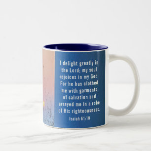 Isaiah 61:10 I Delight Greatly in the Lord Bible Two-Tone Coffee Mug