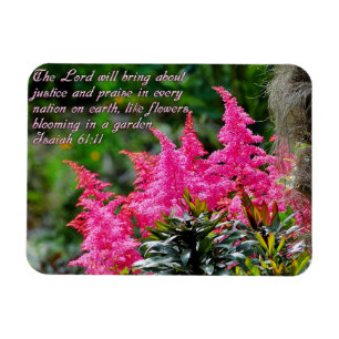 Isaiah 61:11 Pink Floral Inspirational Magnet