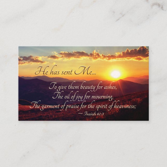 Isaiah 61:3 Oil of Joy for Mourning, Bible Verse Business Card (Front)