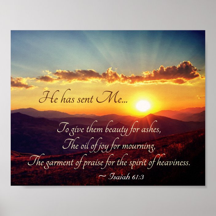 Isaiah 613 The Garment of Praise, Bible Verse Poster Zazzle.ca