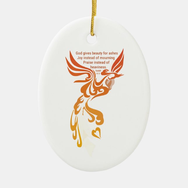 Isaiah 61 Phoenix Oval Ceramic Ornament (Front)