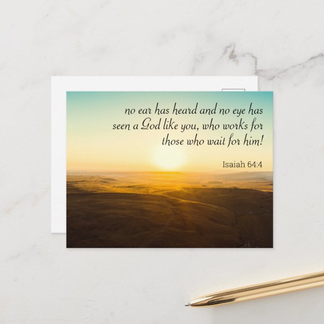 Isaiah 64:4 No ear has heard a God like You, Bible Postcard (Front/Back In Situ)