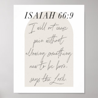 Isaiah 66:9 Minimal Boho Beige Arch Script Poster