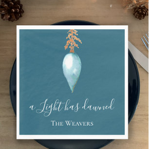 Isaiah 9:2 Blue Watercolor Christian Christmas Napkin