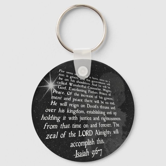 Isaiah 9:6-7 Unto Us a Child is Born - Jesus Keychain (Front)