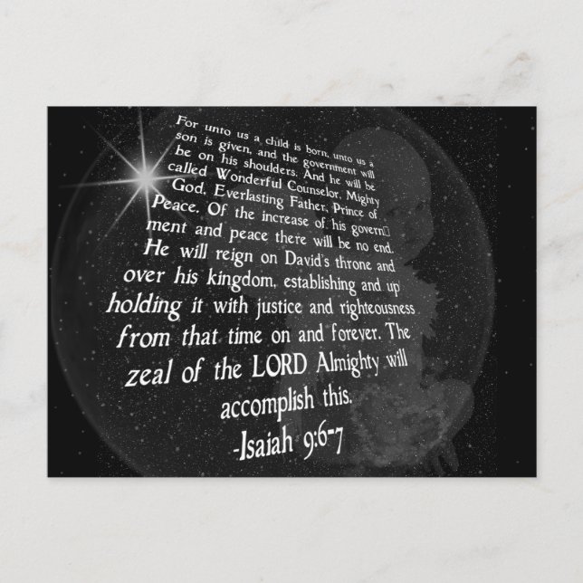 Isaiah 9:6-7 Unto Us a Child is Born - Jesus Postcard (Front)