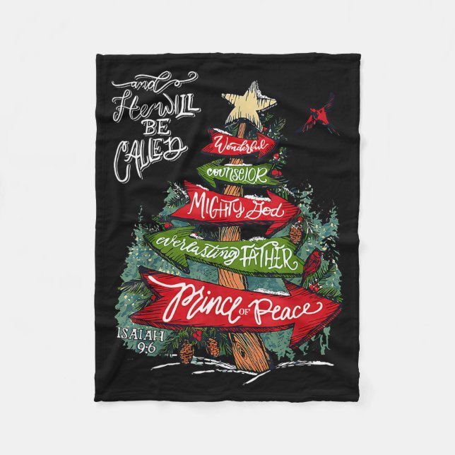 Isaiah 9_6 And He Will Be Called Jesus Christmas C Fleece Blanket (Front)