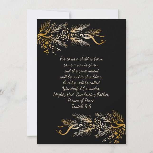 Isaiah 9:6 Christian Personalized Unique Christmas Holiday Card (Front)