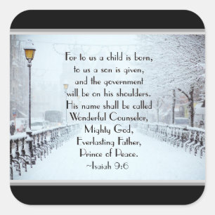Isaiah 9:6 For to us a Child is Born, Christmas Square Sticker