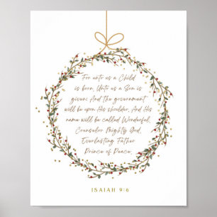 Isaiah 9:6 For Unto Us A Child Christmas Christian Poster