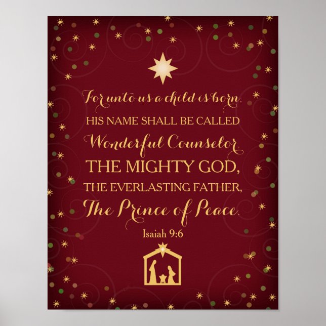 Isaiah 9:6 For Unto Us A Child Is Born (11x14) Poster (Front)