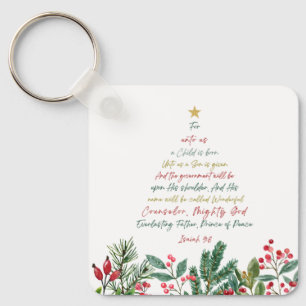 Isaiah 9:6 For Unto Us A Child is Born Christmas Keychain