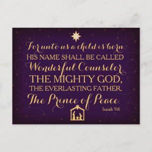 Isaiah 9:6 For Unto Us A Child Is Born Holiday Postcard