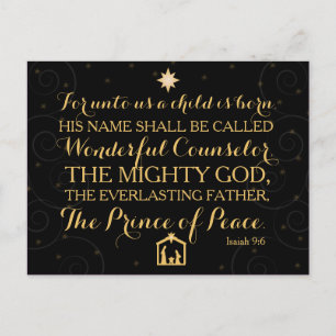 Isaiah 9:6 For Unto Us A Child Is Born Holiday Postcard