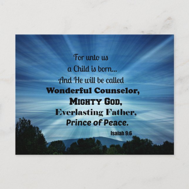 Isaiah 9:6 For unto us a Child is born. Postcard (Front)