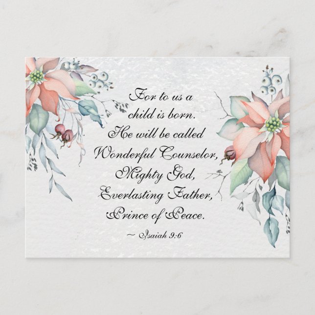 Isaiah 9:6 He will be called Wonderful...Christmas Postcard (Front)