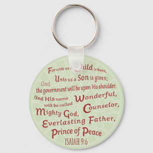 Isaiah 9:6 in Christmas Colours Keychain