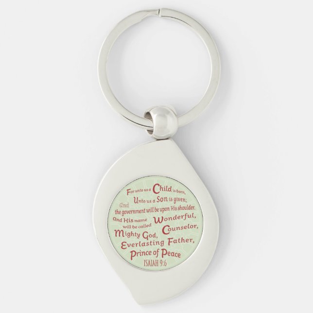 Isaiah 9:6 in Christmas Colours Keychain (Front)