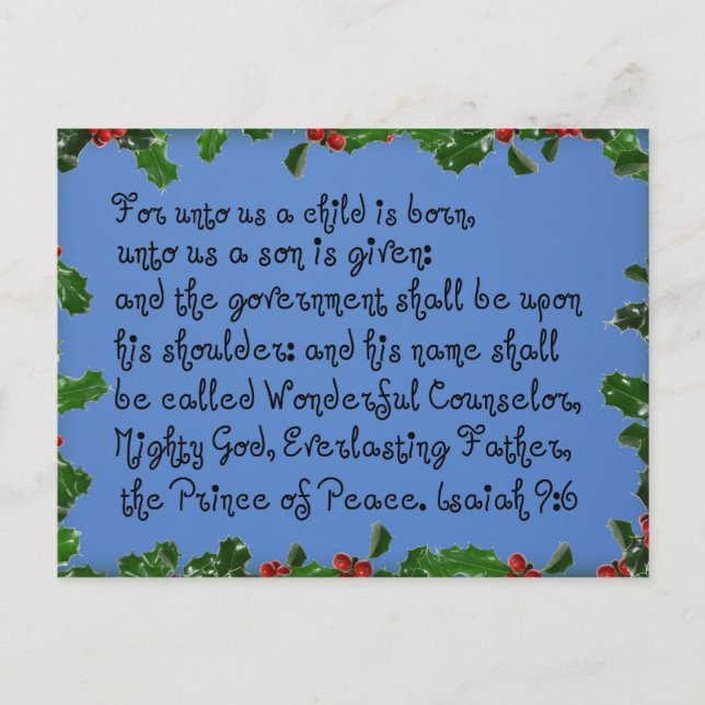 Isaiah 9:6 postcard (Front)