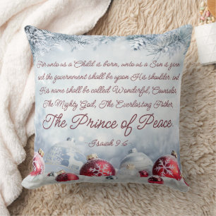 Isaiah 9:6 Unto us a Child is Born Christmas Throw Pillow