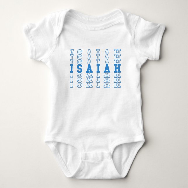 Isaiah Blue Personalized Repeat Name Baby Bodysuit (Front)