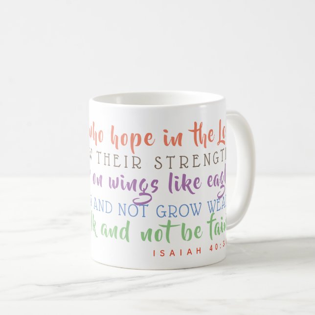 Isaiah Scripture Soar on Wings Like Eagles Mug (Front Right)