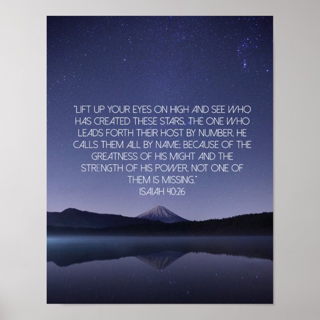 Isaïe 40:26 Poster Inspirationnel (Devant)