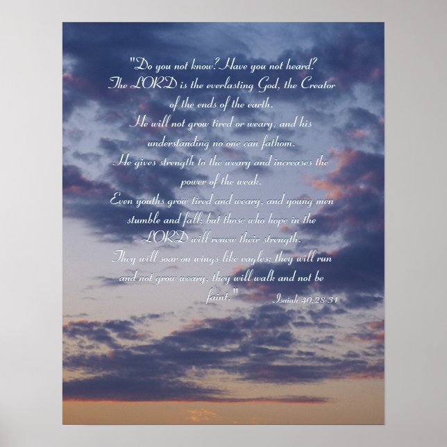 Isaïe 40 ; 28-31 - Poster Inspirationnel (Devant)