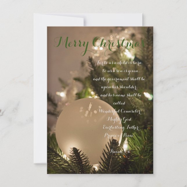 Isaïe 9:6 Joyeuse carte de Noël (Devant)