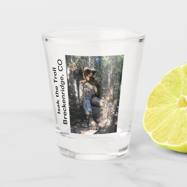 Isak the Troll Breckenridge, CO Shot Glass (Front)